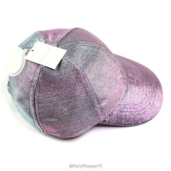 Primark Girls' Purple Blue Green Color Shift Glitter Woven Fabric Baseball Cap - Picture 4 of 7